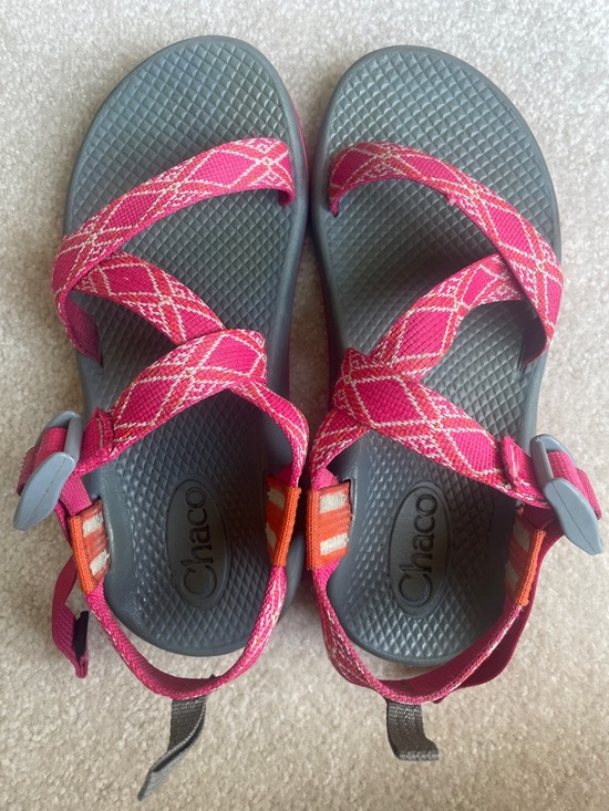 Chaco Other - Chaco Kids’ Pink Patterned Webbing Sandals with Gray Footbeds